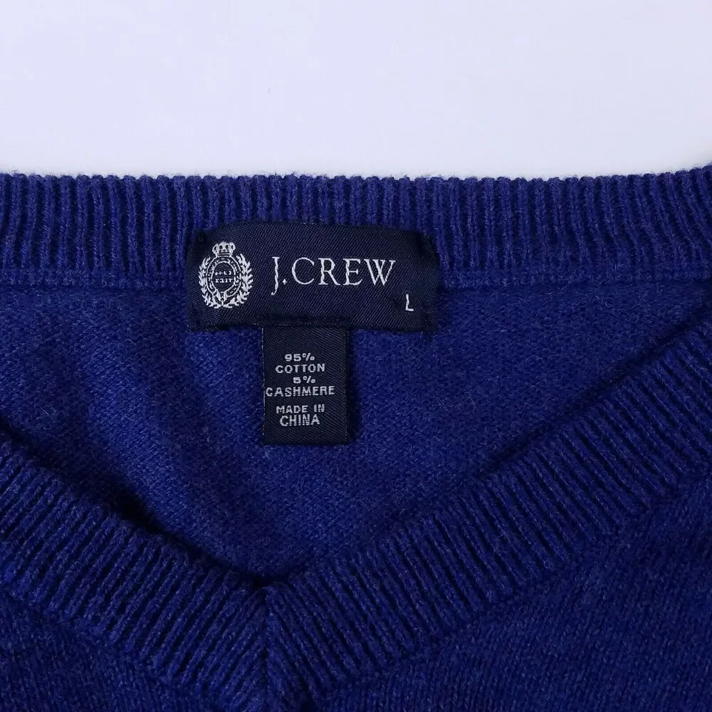 Mens J crew Vneck Sweater Cotton Cashmere Blend L